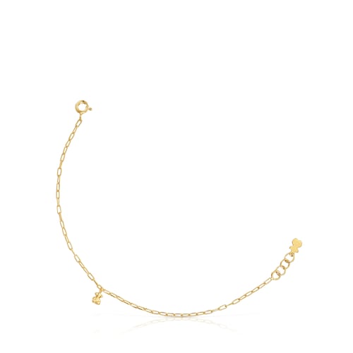 Chain Bracelet with 18 kt gold plating over silver and oval rings Bold Bear
