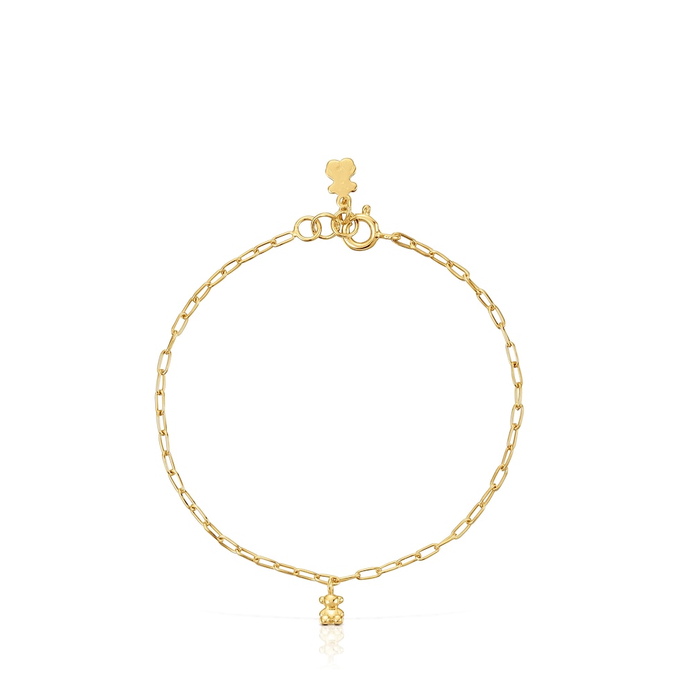 Chain Bracelet with 18 kt gold plating over silver and oval rings Bold Bear