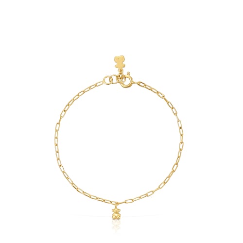 Chain Bracelet with 18 kt gold plating over silver and oval rings Bold Bear
