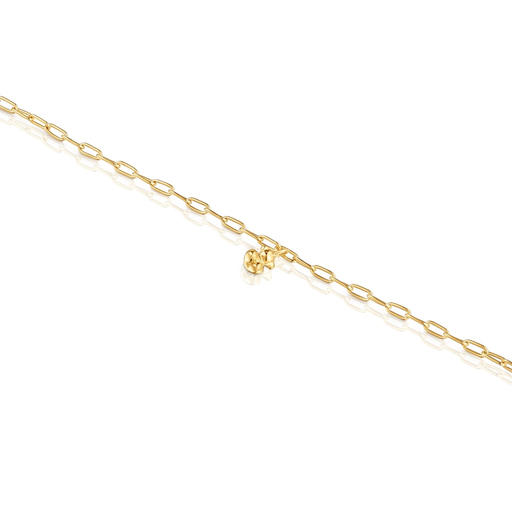 Chain Bracelet with 18 kt gold plating over silver and oval rings Bold Bear
