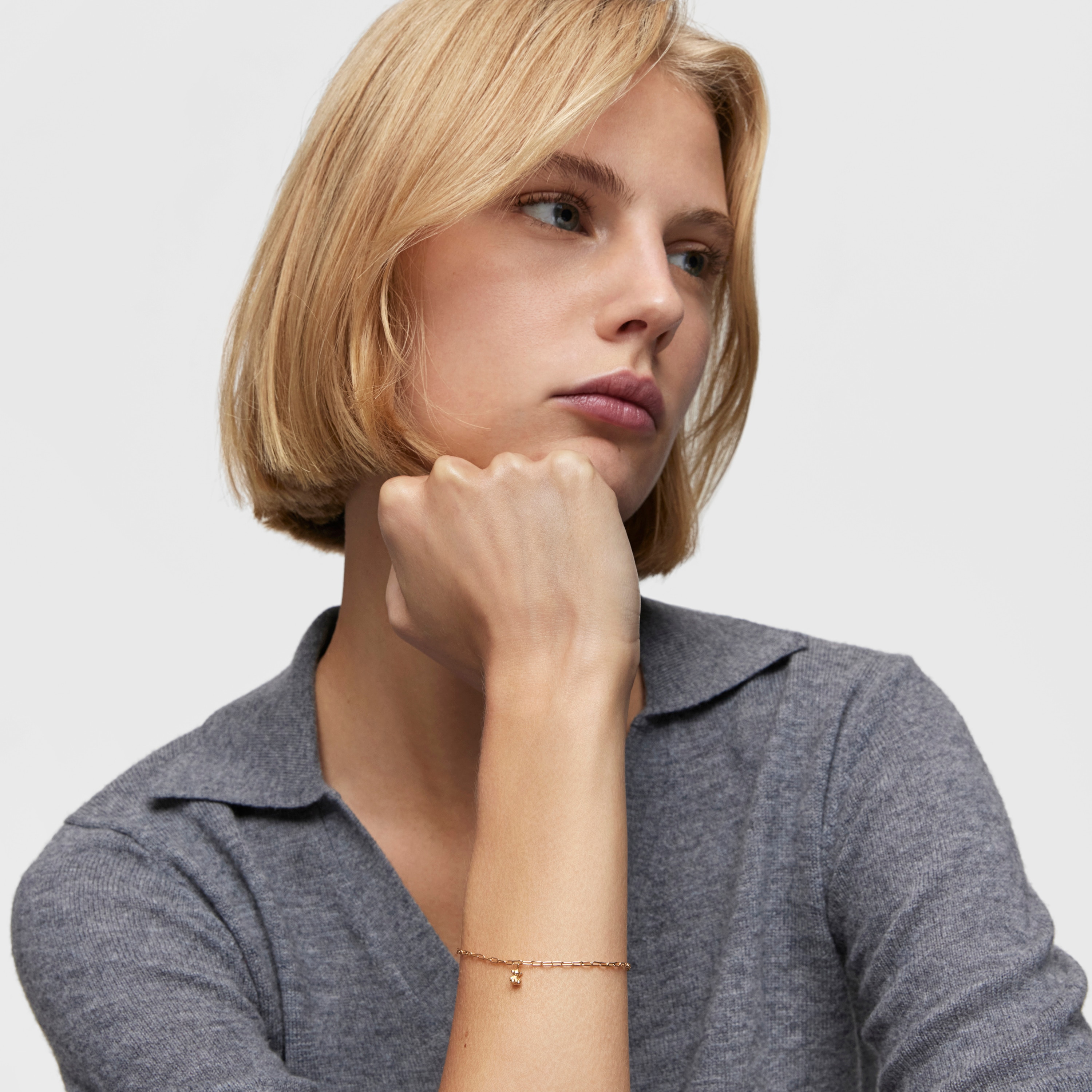 Chain Bracelet with 18K gold vermeil and oval rings Bold Bear