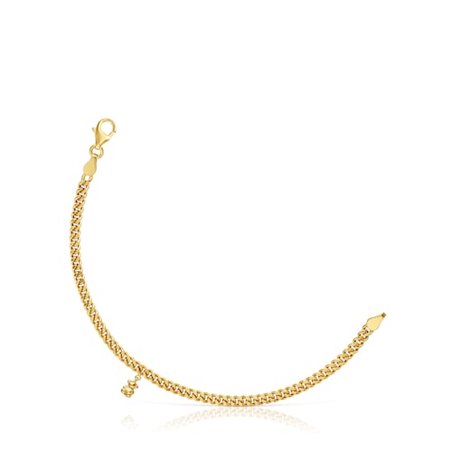 Pulsera cadena barbada con baño de oro 18 kt sobre plata Bold Bear
