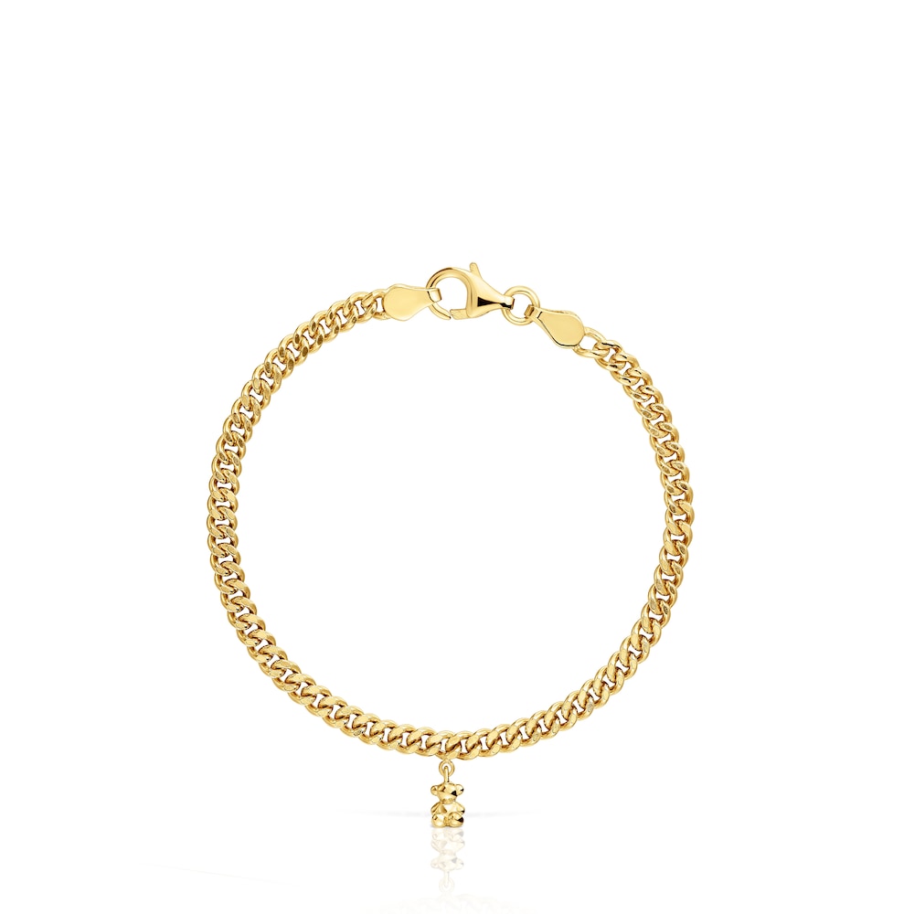 Curb chain Bracelet with 18kt gold plating over silver Bold Bear