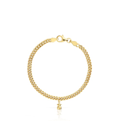Pulsera cadena barbada con baño de oro 18 kt sobre plata Bold Bear