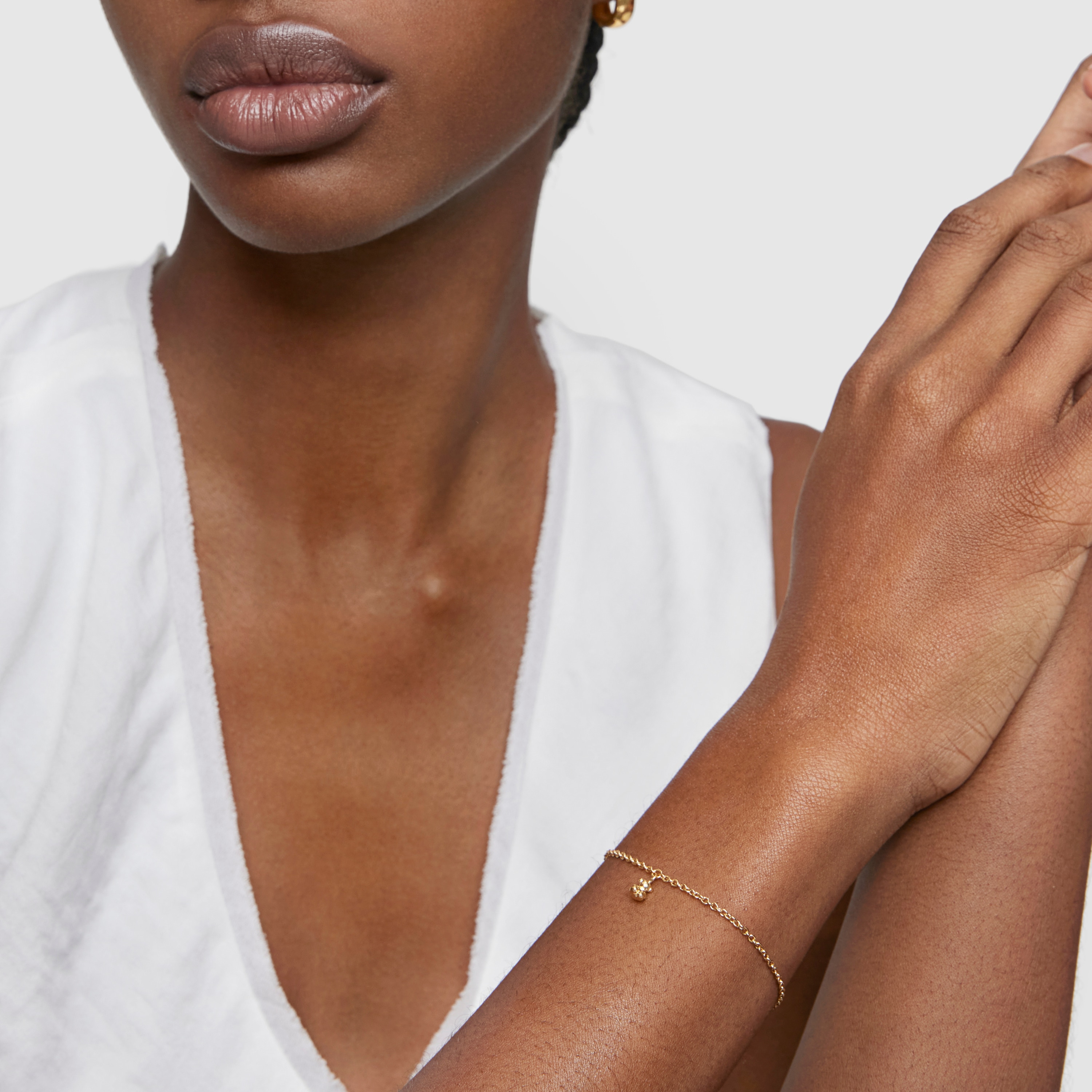 Chain Bracelet with 18K gold vermeil and round rings Bold Bear