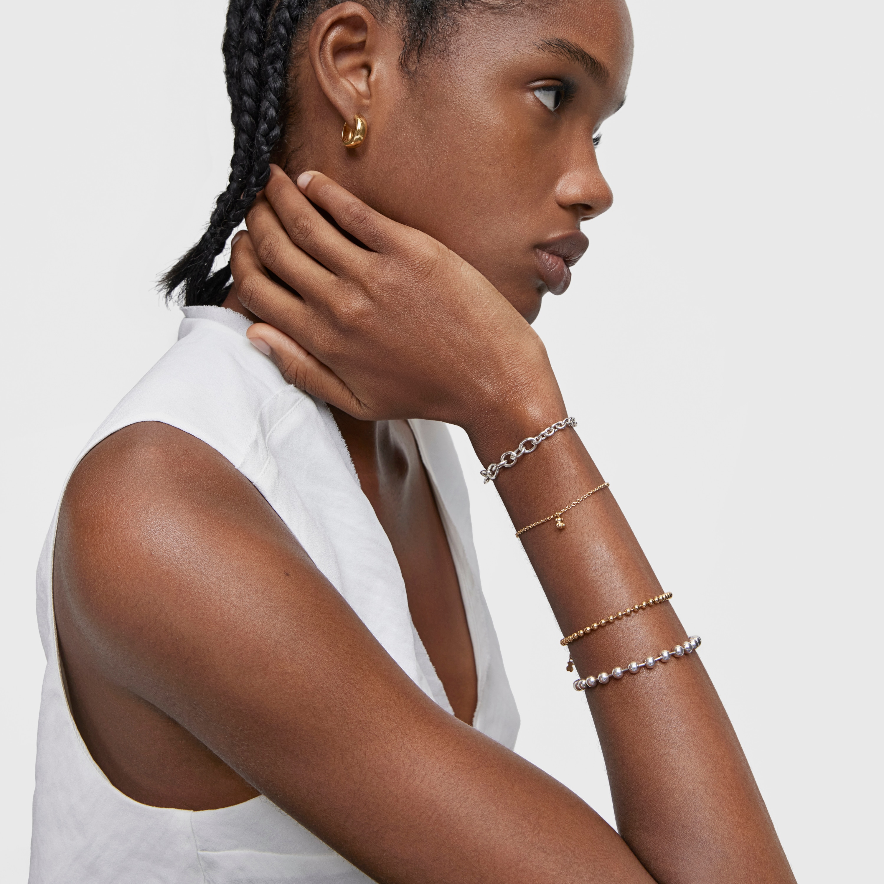 Chain Bracelet with 18K gold vermeil and round rings Bold Bear