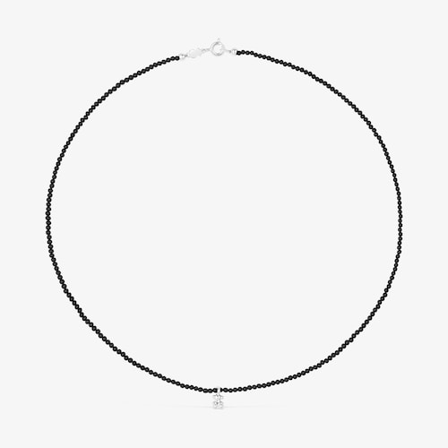 Collar de plata con &oacute;nix y motivo oso Bold Bear