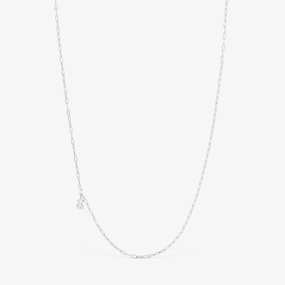 Silver Bold Bear Necklace with oval rings