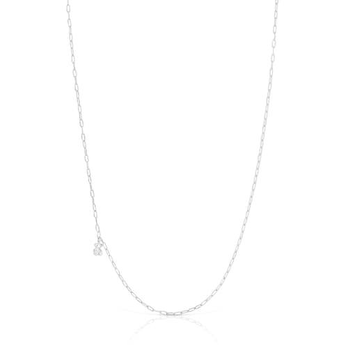 Silver Bold Bear Necklace with oval rings