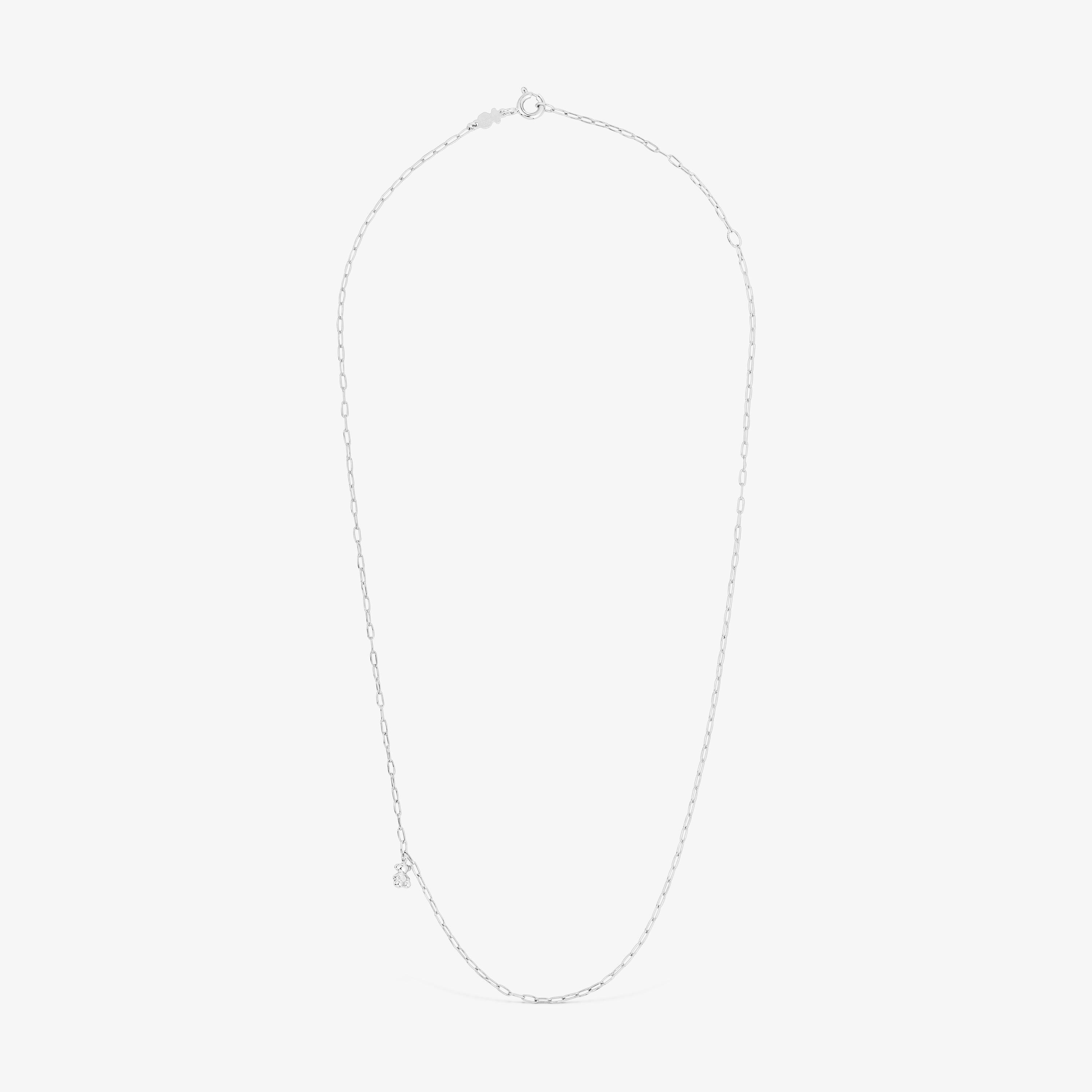 Silver Bold Bear Necklace with oval rings