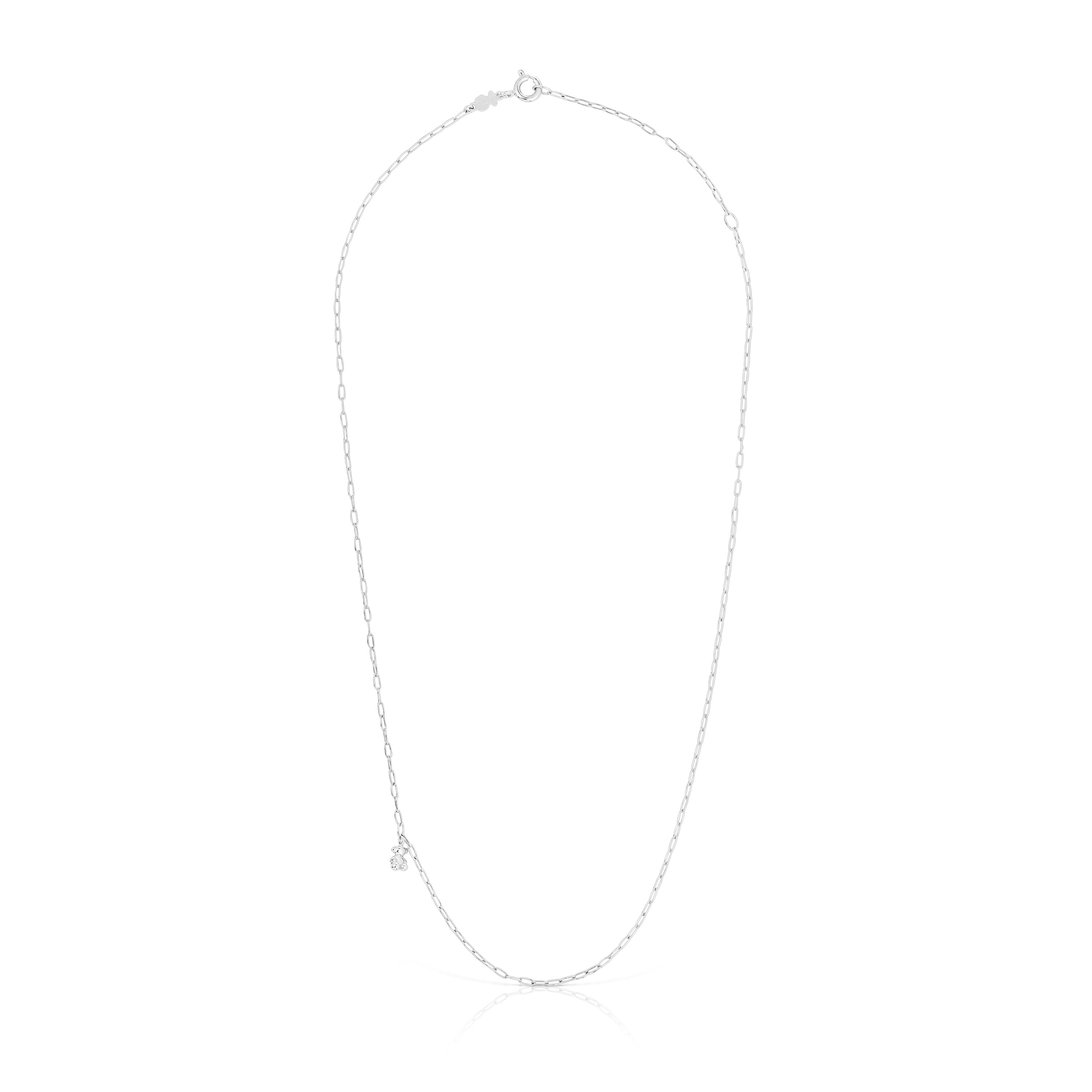Silver Bold Bear Necklace with oval rings