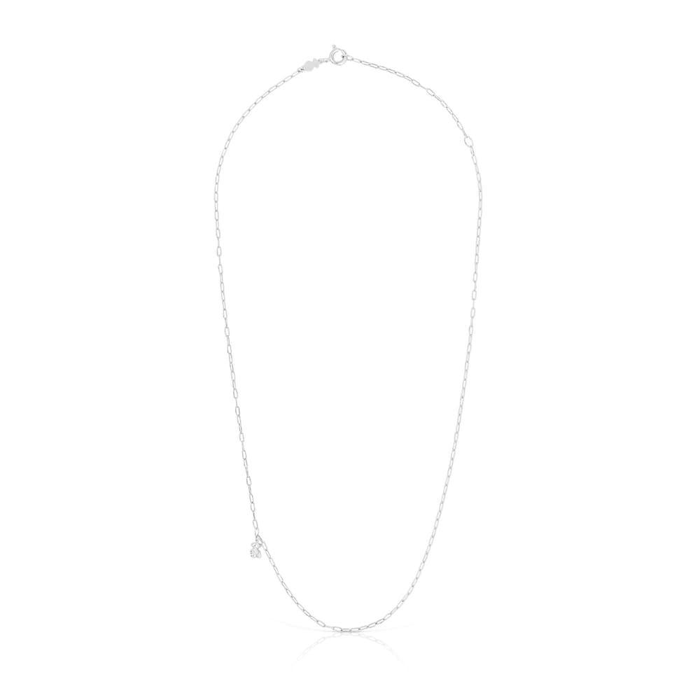Silver Bold Bear Necklace with oval rings