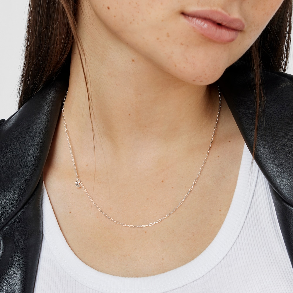 Silver Bold Bear Necklace with oval rings