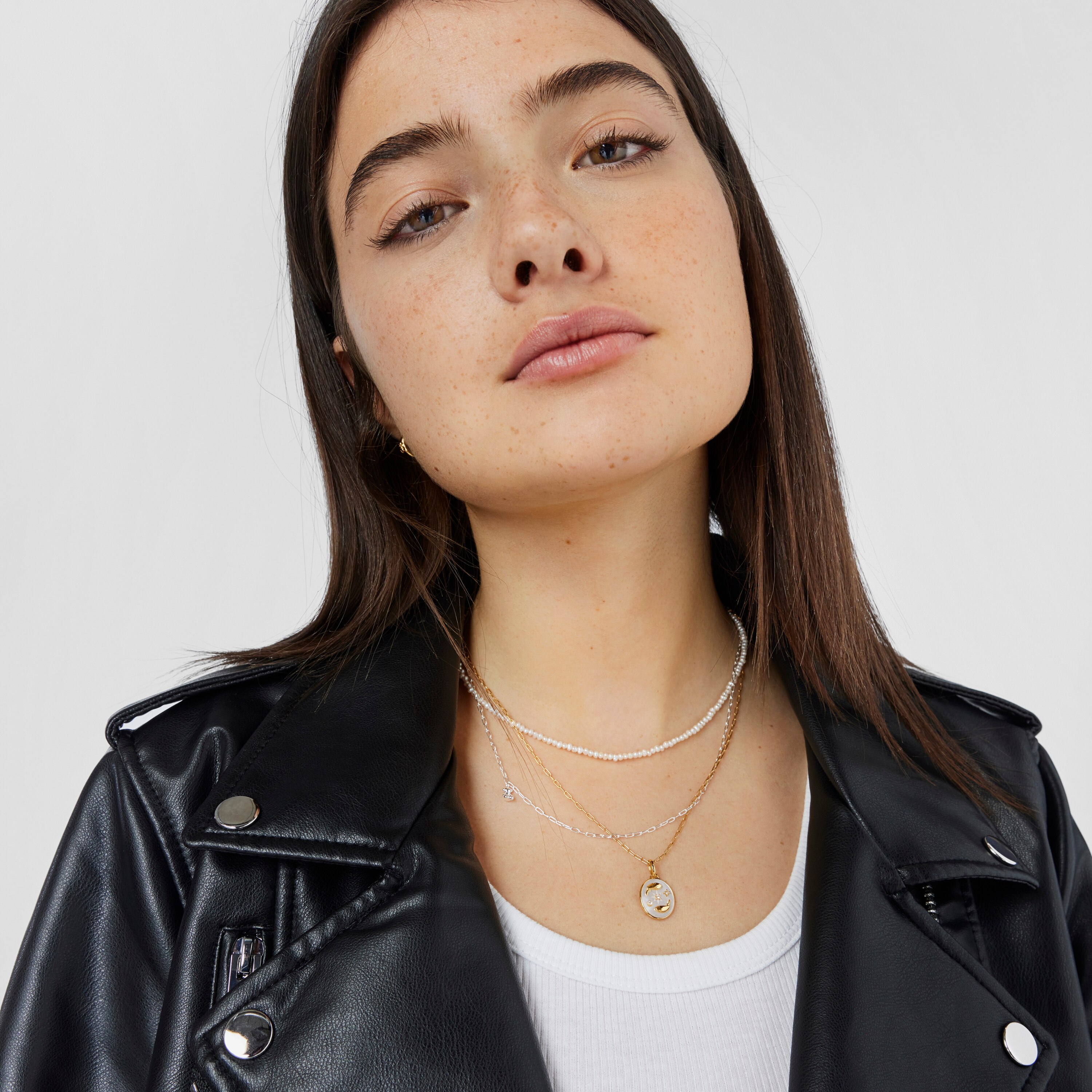 Silver Bold Bear Necklace with oval rings