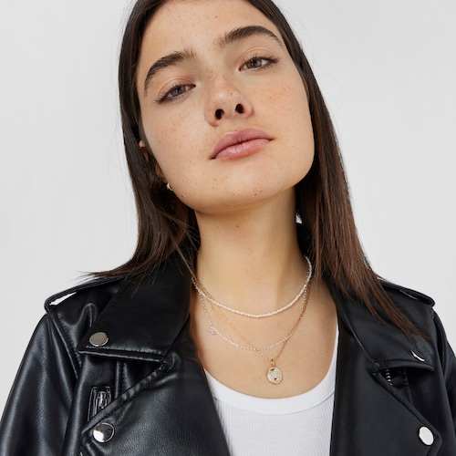 Silver Bold Bear Necklace with oval rings
