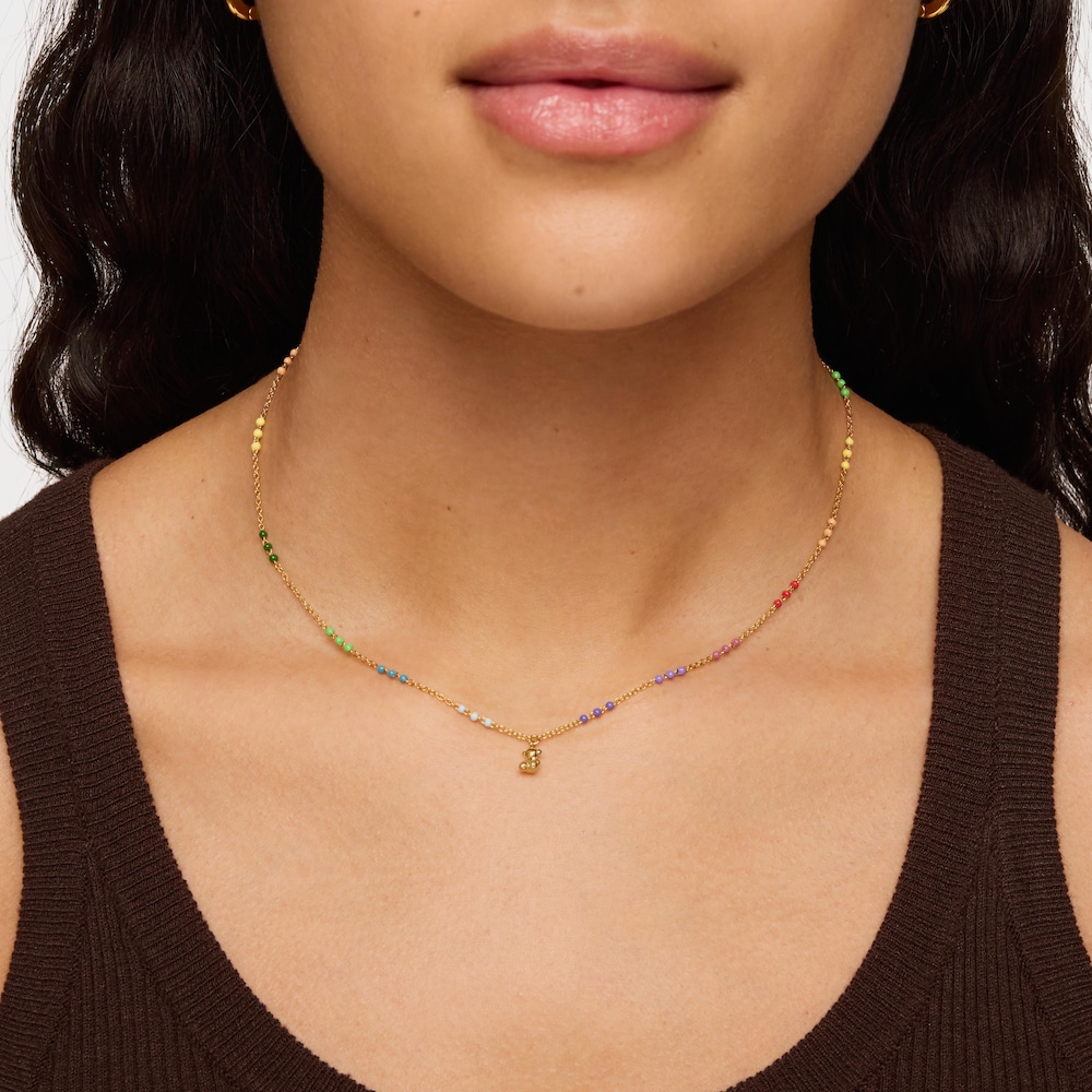 Collar con ba&ntilde;o de oro 18 kt sobre plata y esmalte Bold Bear