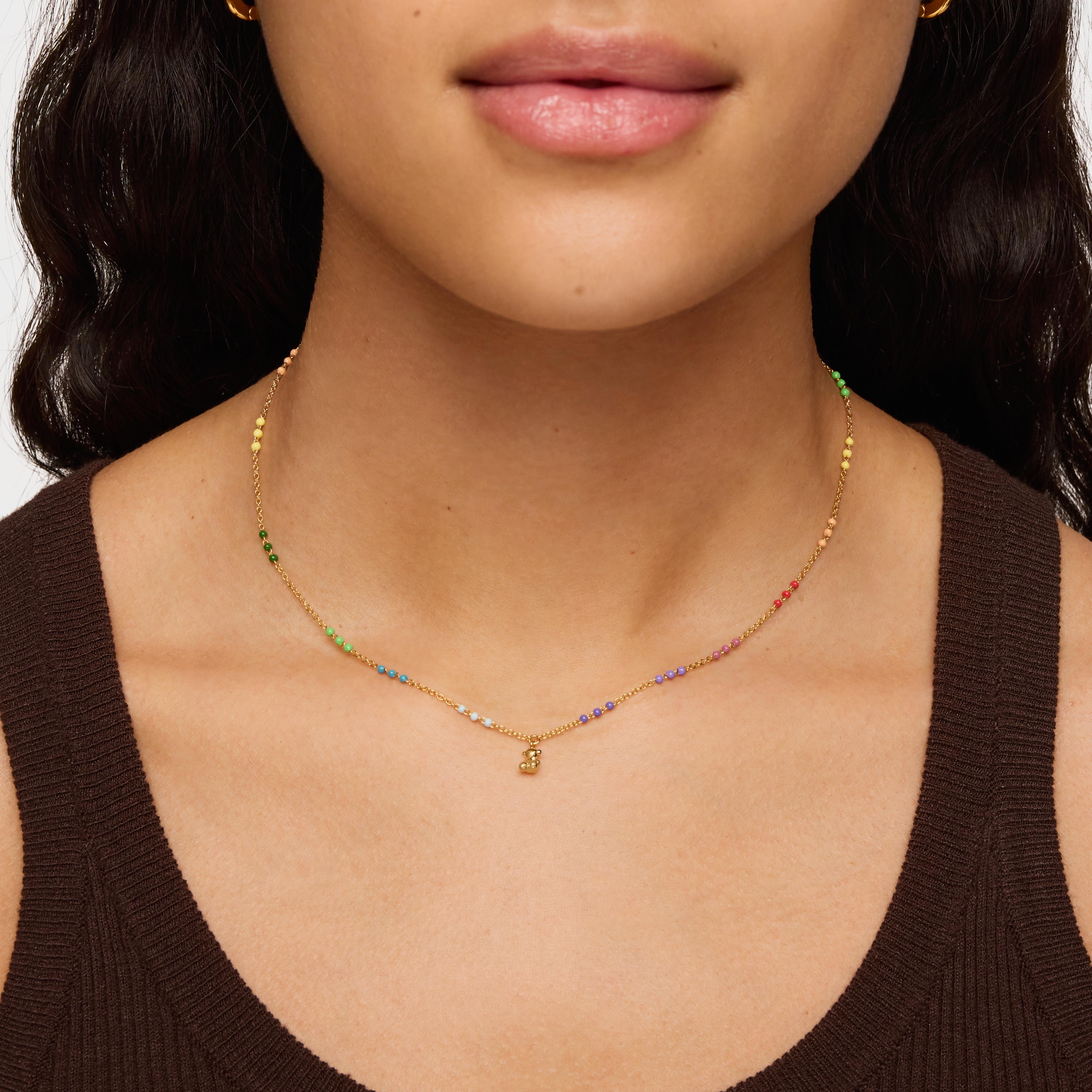 Silver vermeil Bold Bear Necklace with enamel