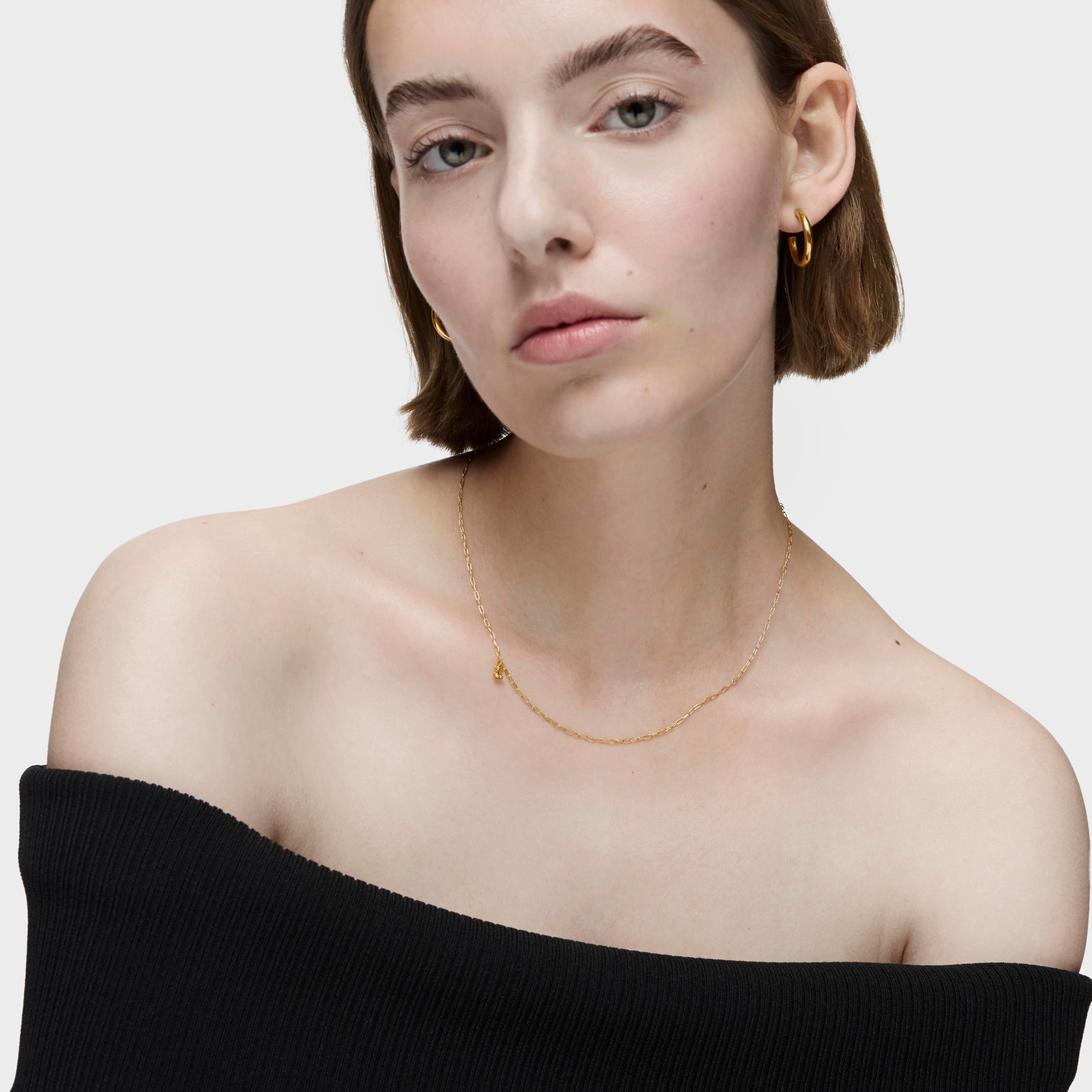 Silver vermeil Bold Bear Necklace with oval rings