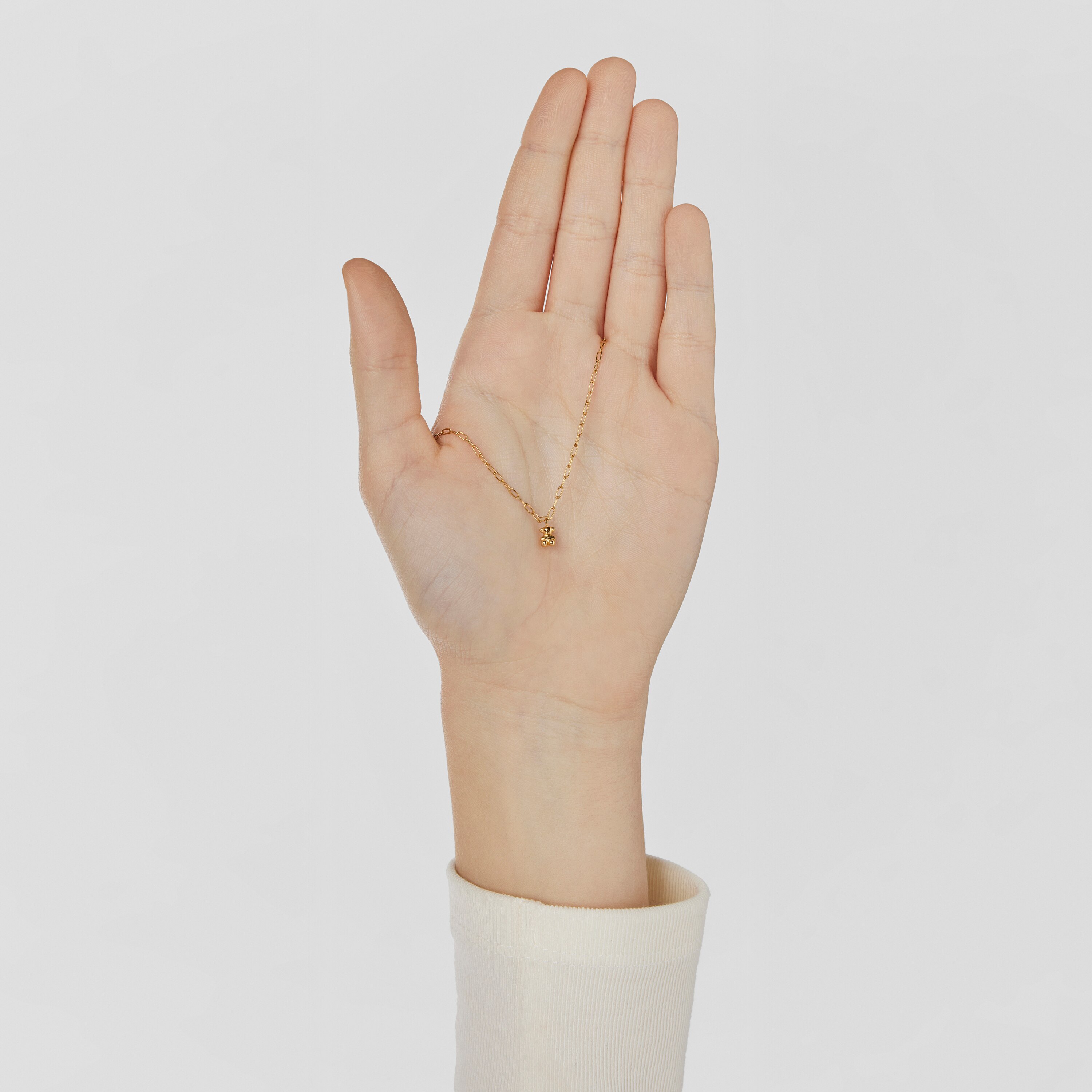 Silver vermeil Bold Bear Necklace with oval rings