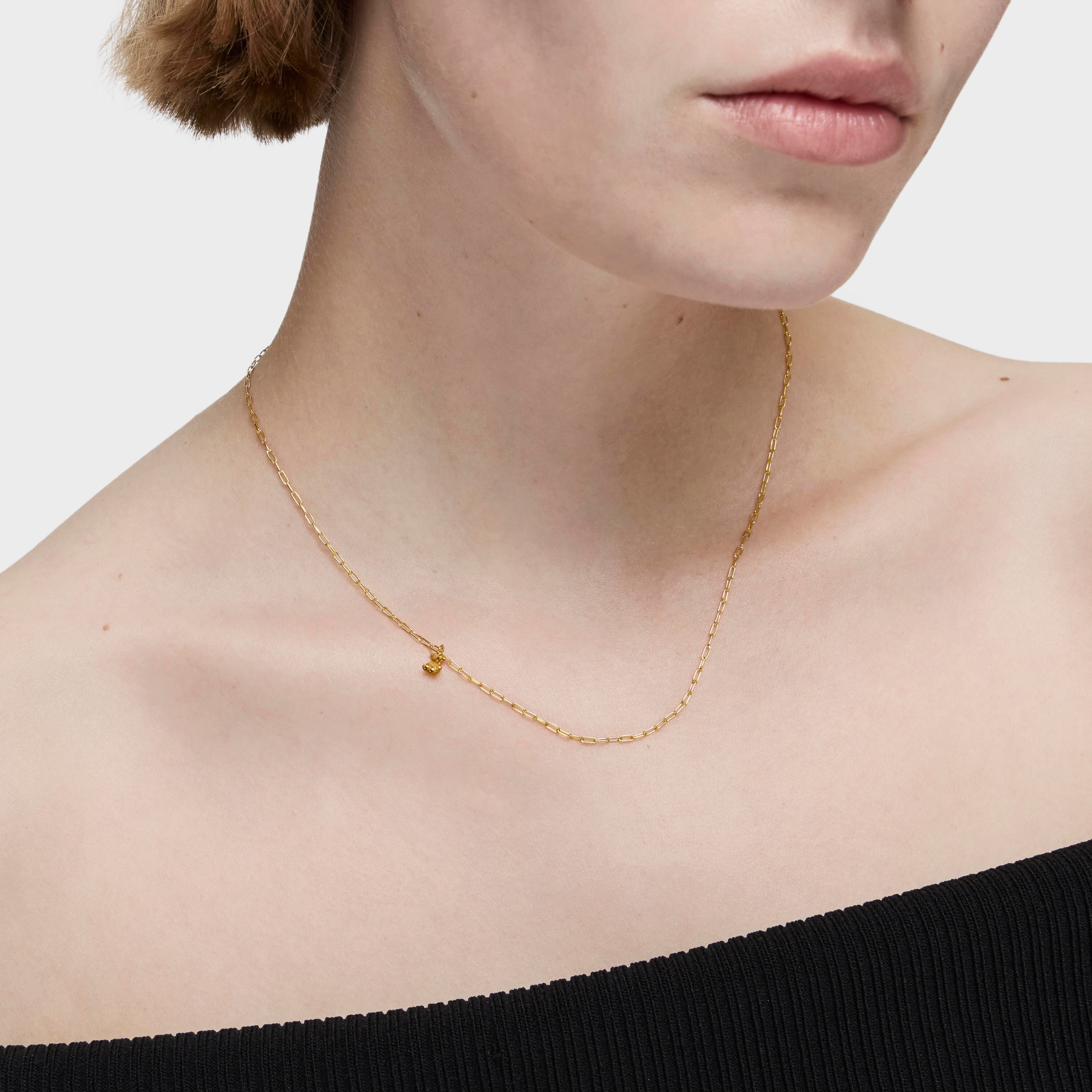 Silver vermeil Bold Bear Necklace with oval rings