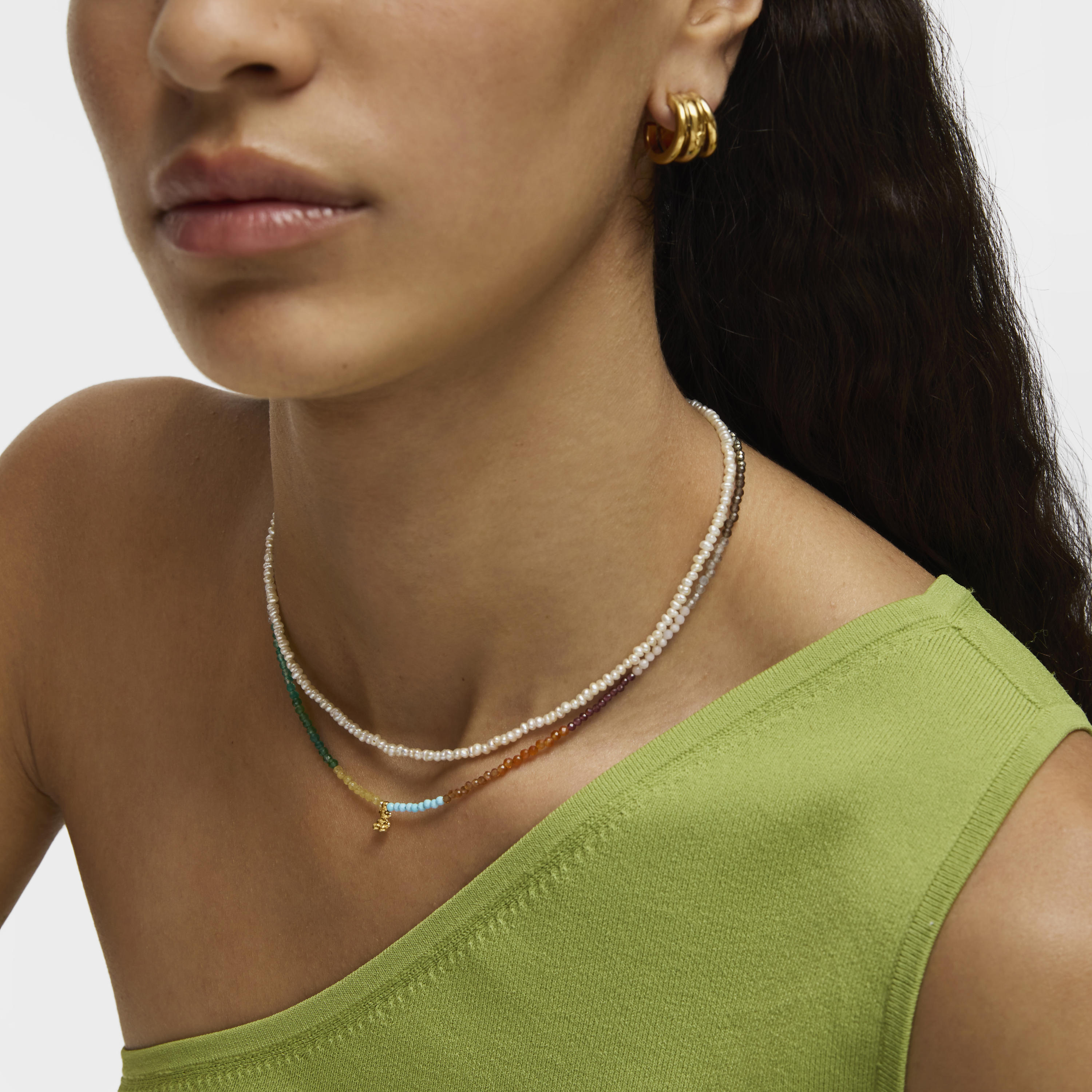 Silver vermeil Bold Bear Necklace with gemstones