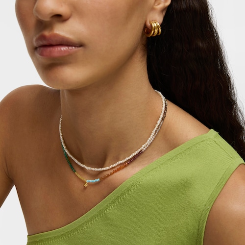 Collar con baño de oro 18 kt sobre plata y gemas Bold Bear
