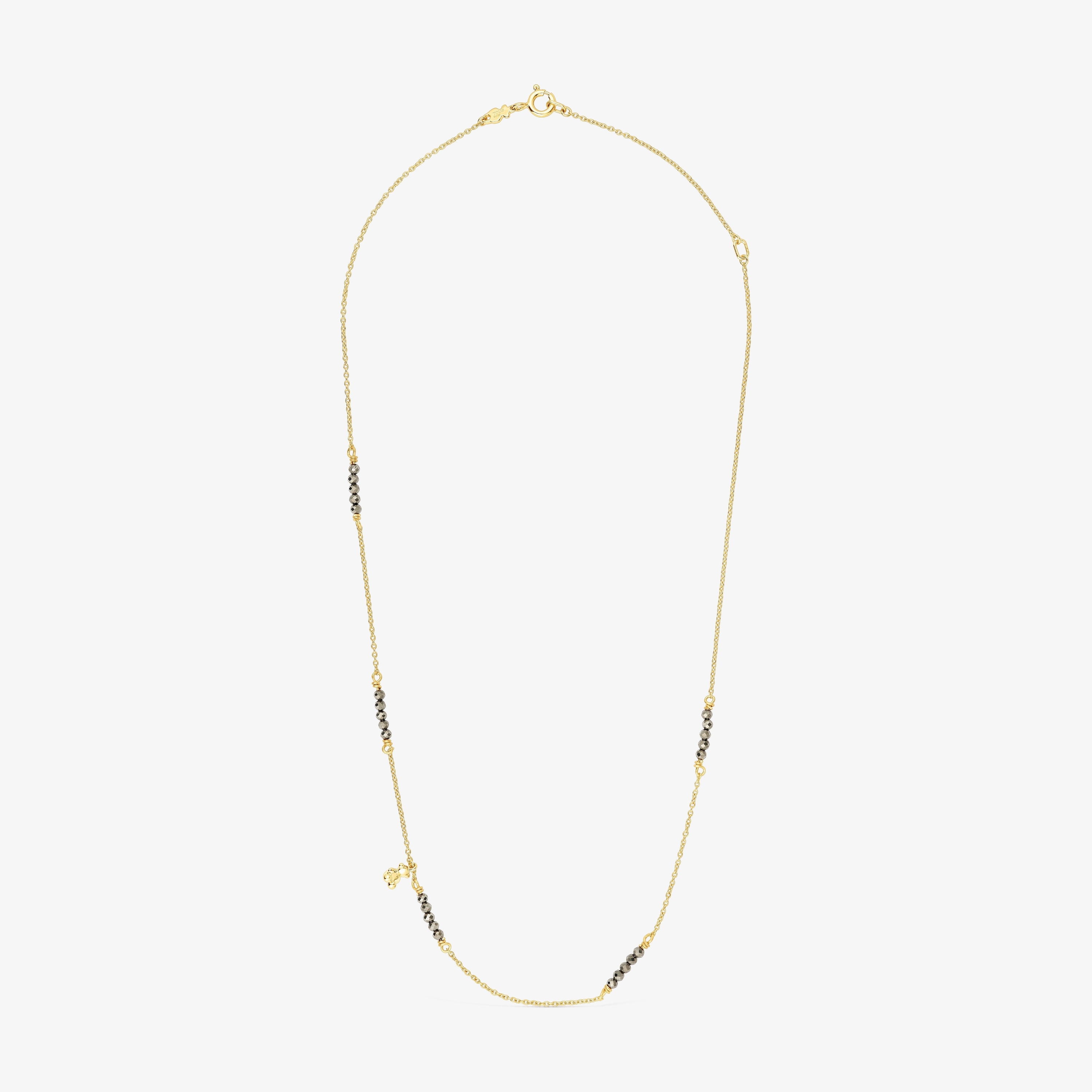 Silver vermeil Bold Bear Necklace with pyrite