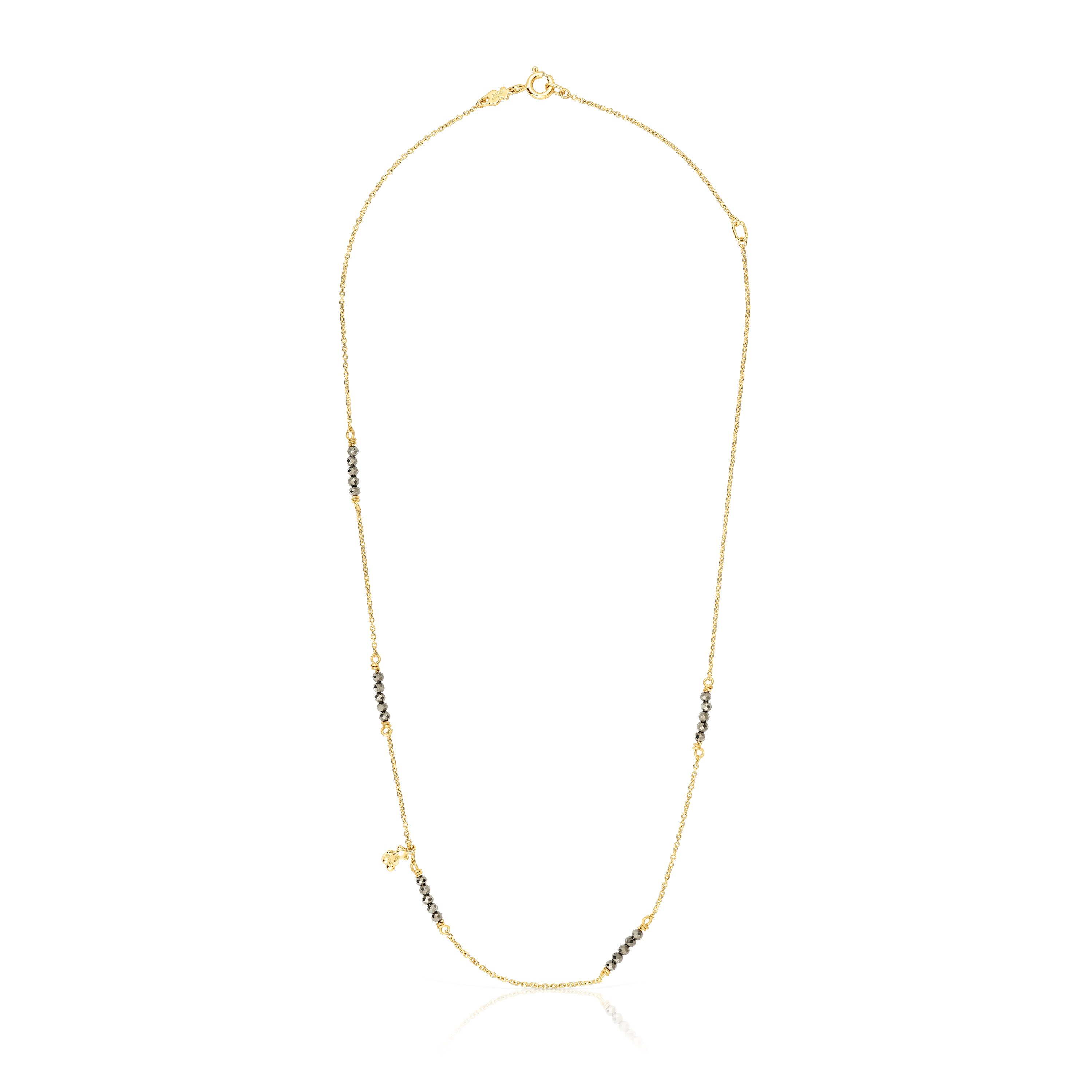 Silver vermeil Bold Bear Necklace with pyrite