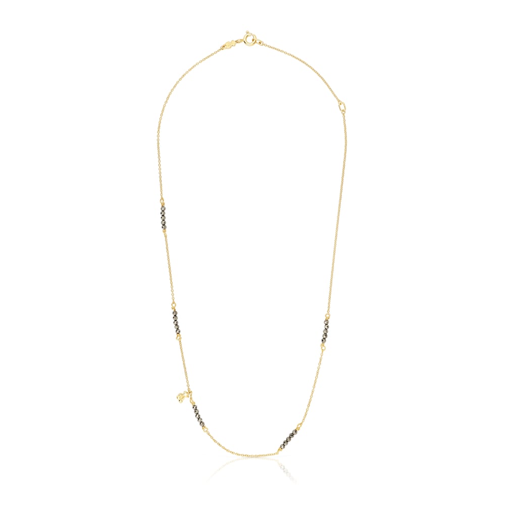 Collar con baño de oro 18 kt sobre plata y pirita Bold Bear image number 1
