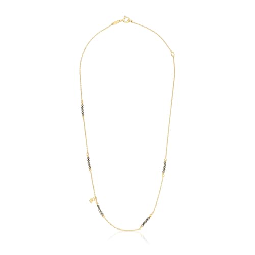 Silver vermeil Bold Bear Necklace with pyrite