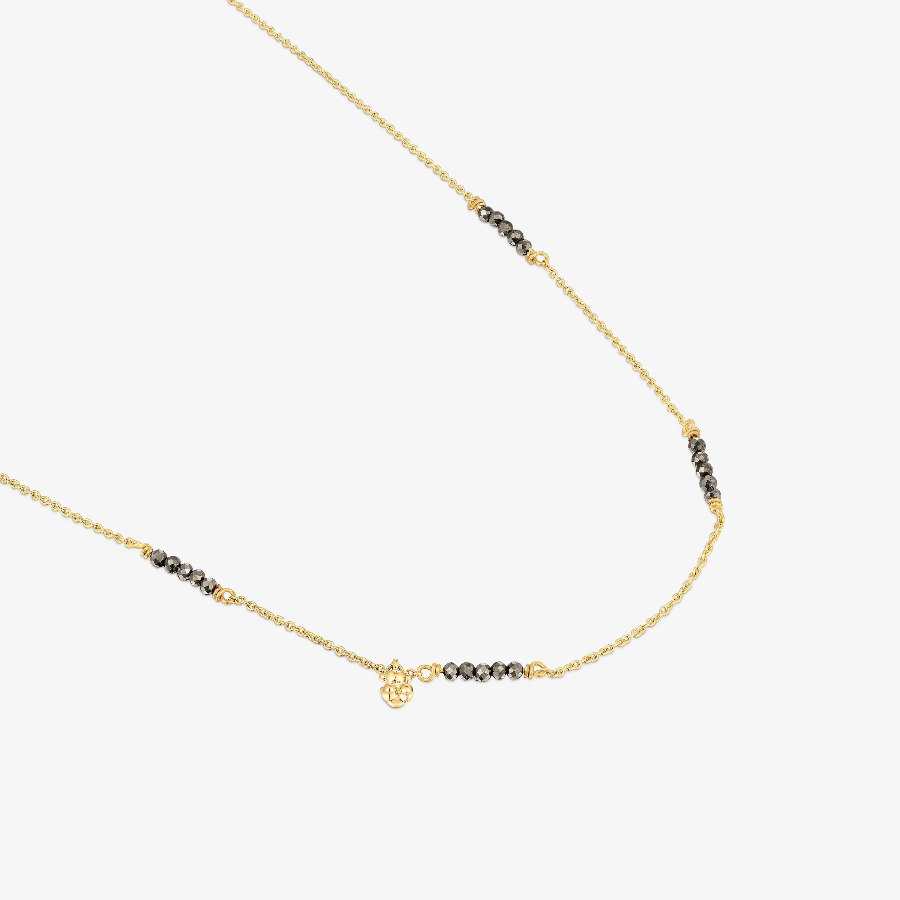 Silver vermeil Bold Bear Necklace with pyrite