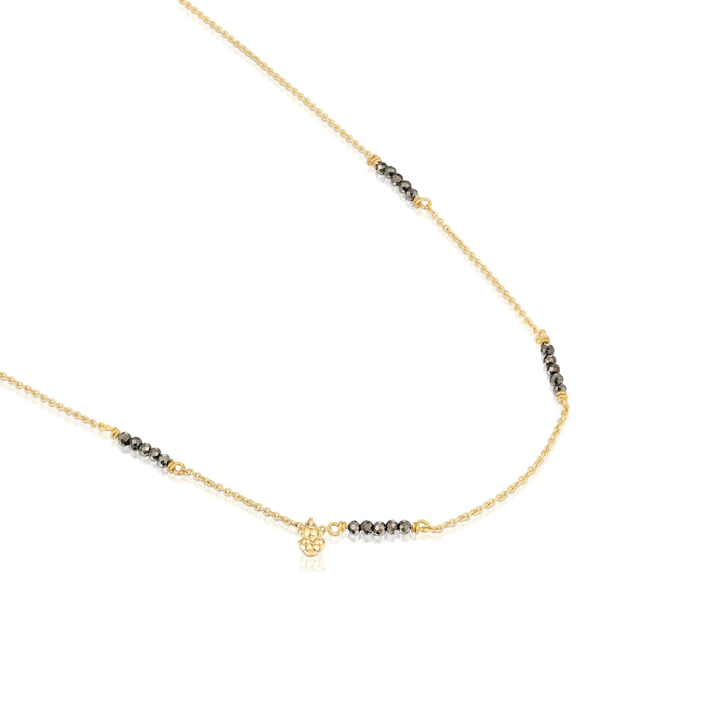 Collar con baño de oro 18 kt sobre plata y pirita Bold Bear image number 2