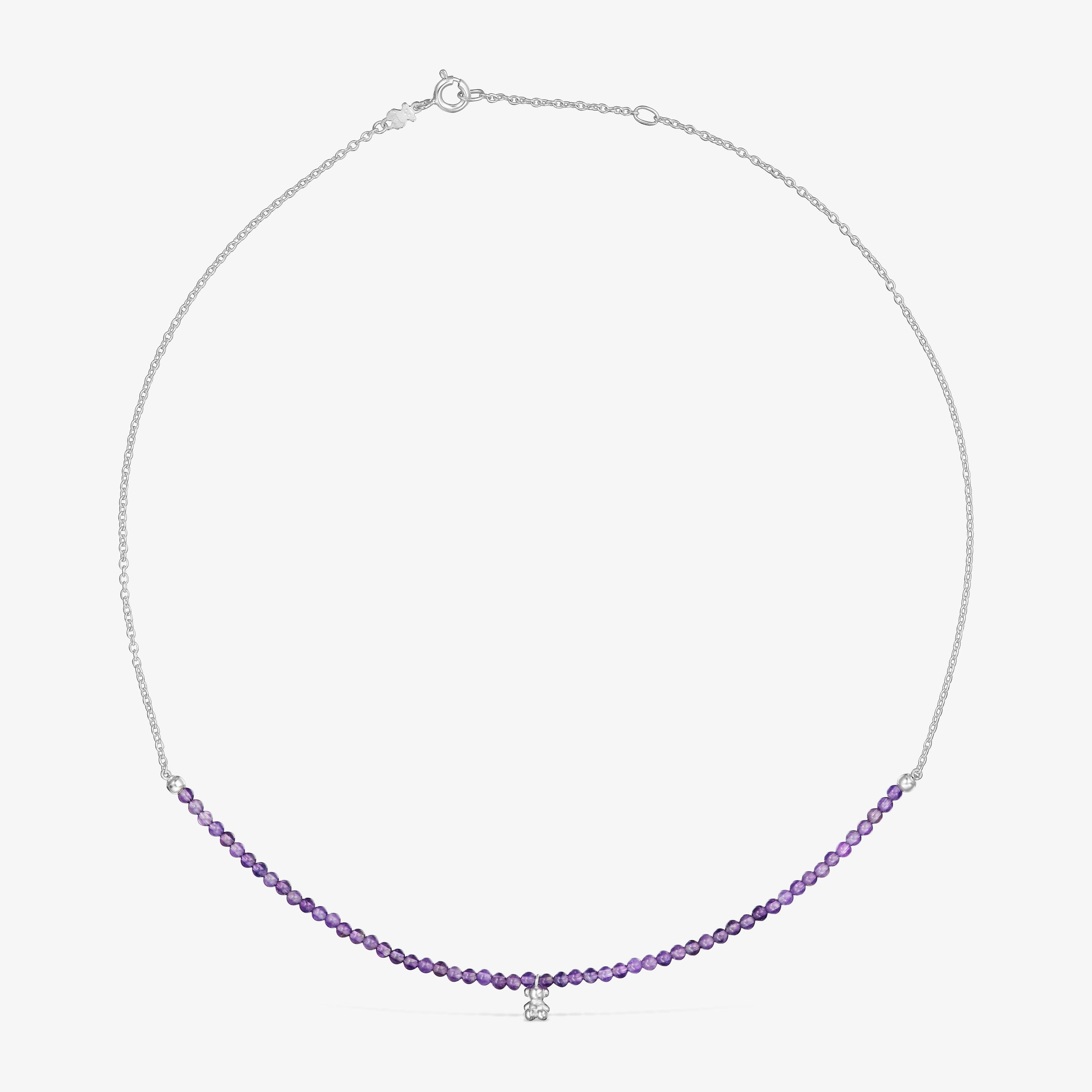 Silver and amethyst Necklace Bold Bear