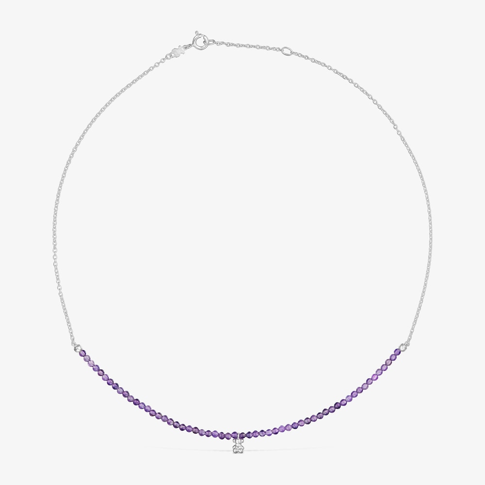 Silver and amethyst Necklace Bold Bear