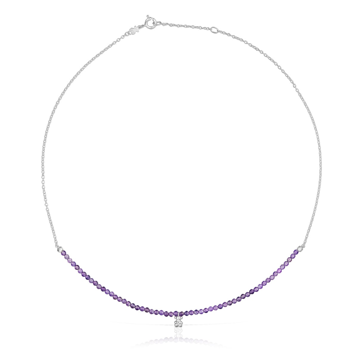 Silver and amethyst Necklace Bold Bear