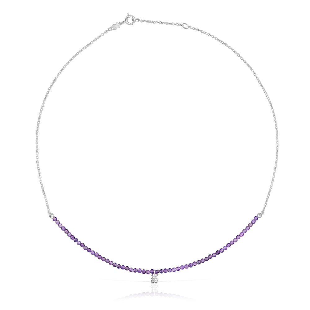 Silver and amethyst Necklace Bold Bear