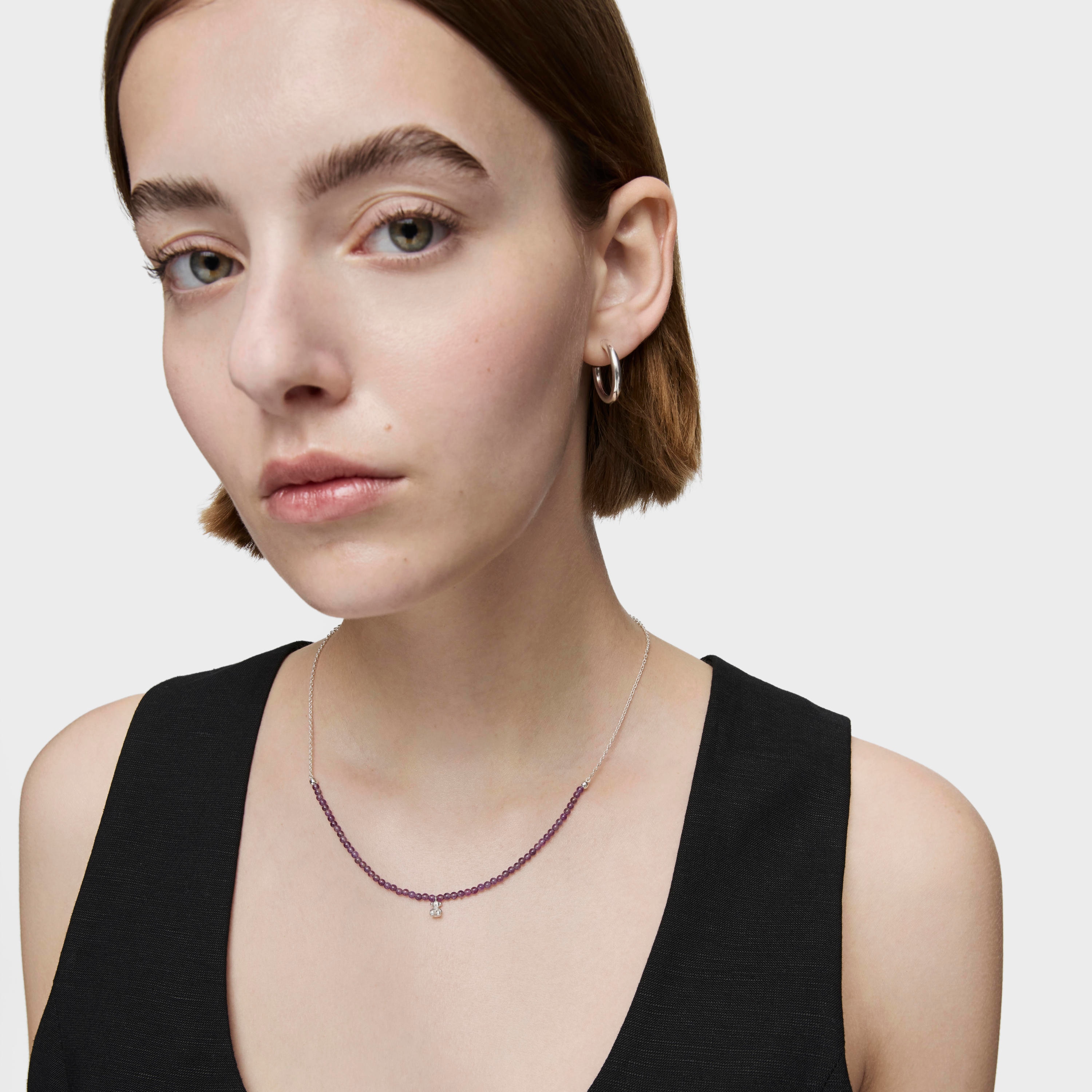 Silver and amethyst Necklace Bold Bear