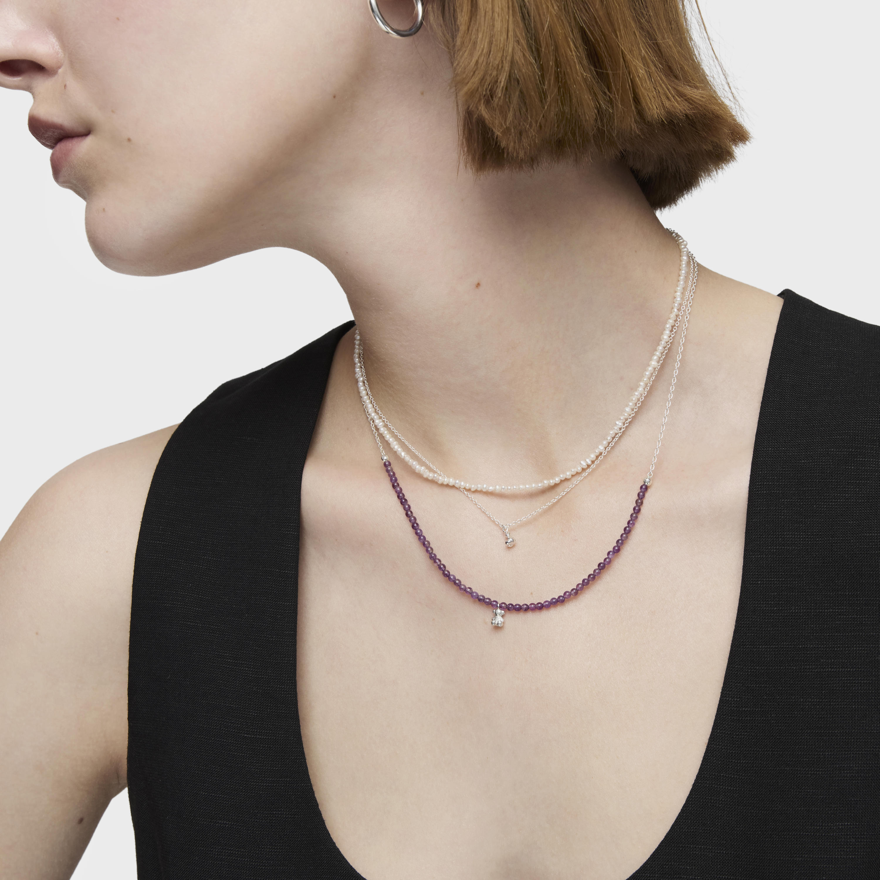 Silver and amethyst Necklace Bold Bear