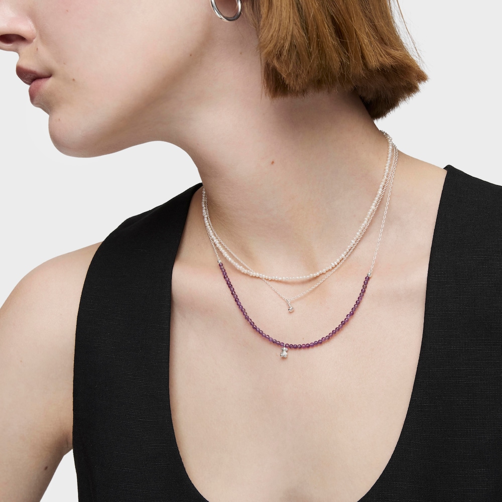 Silver and amethyst Necklace Bold Bear