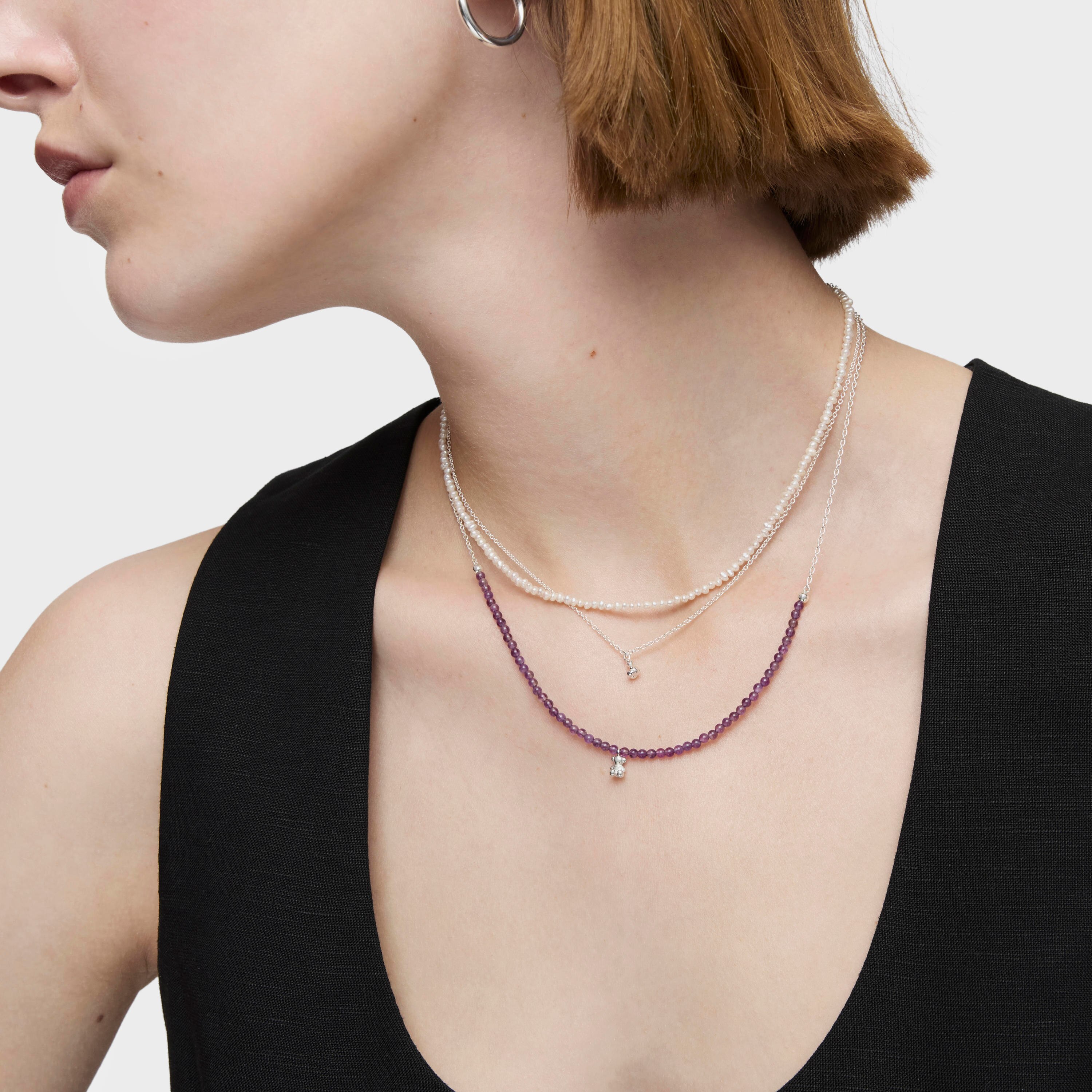 Silver and amethyst Necklace Bold Bear