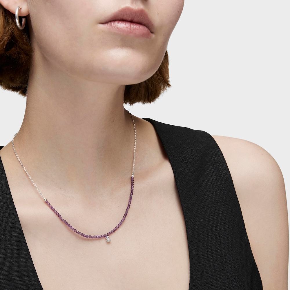 Silver and amethyst Necklace Bold Bear