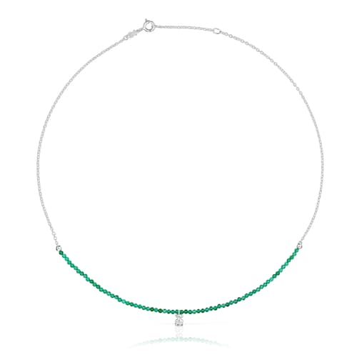 Collar de plata y calcedonia verde tratada Bold Bear
