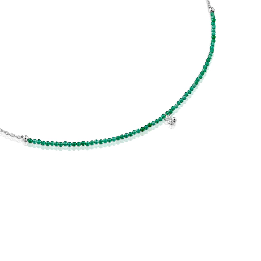 Collar de plata y calcedonia verde tratada Bold Bear Collar de plata y calcedonia verde tratada Bold Bear