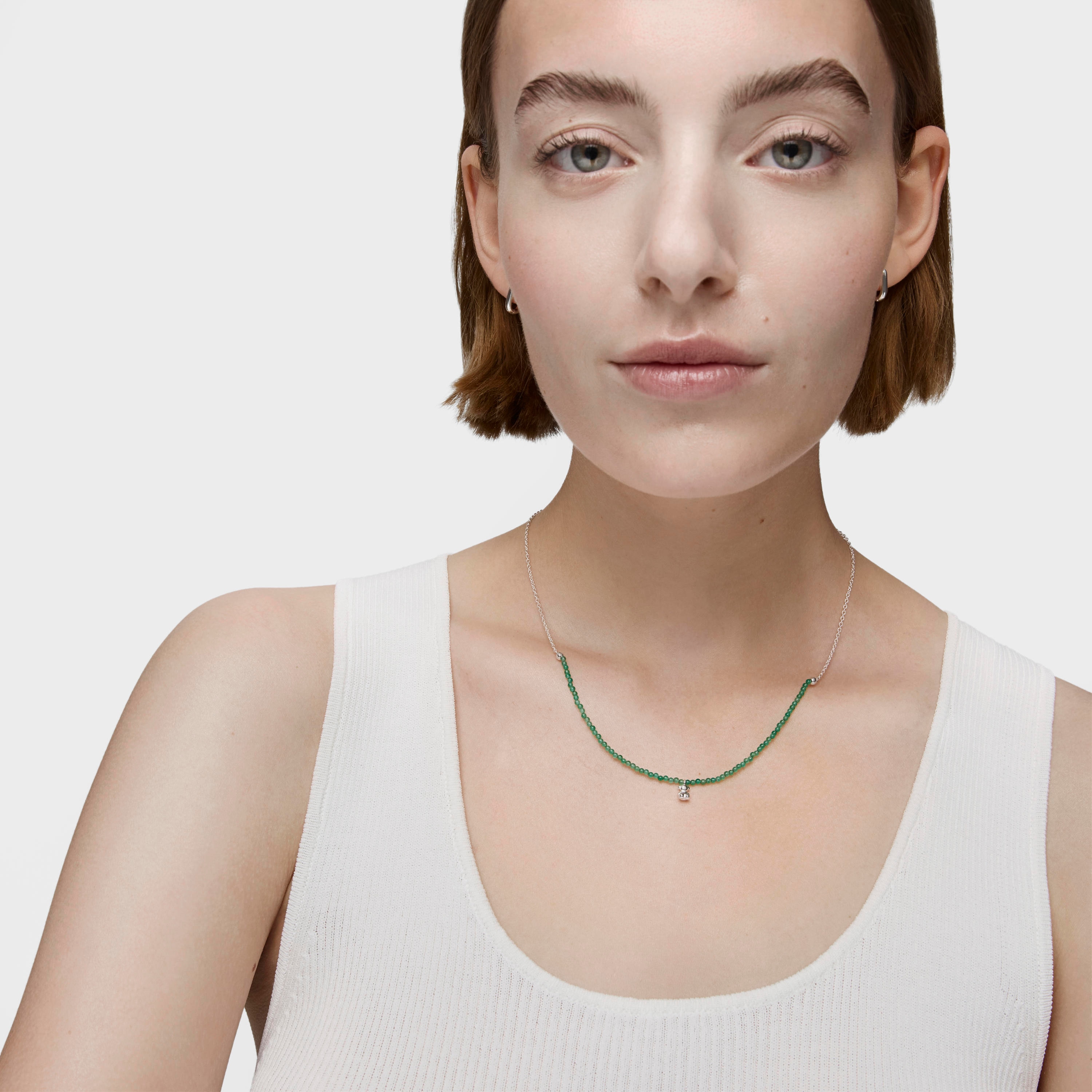 Silver and treated green chalcedony Necklace Bold Bear