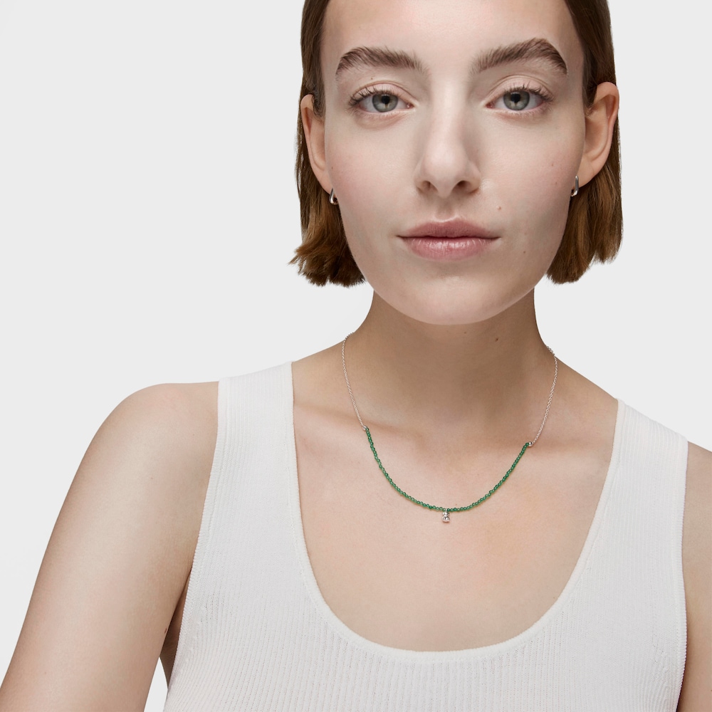 Collar de plata y calcedonia verde tratada Bold Bear Collar de plata y calcedonia verde tratada Bold Bear
