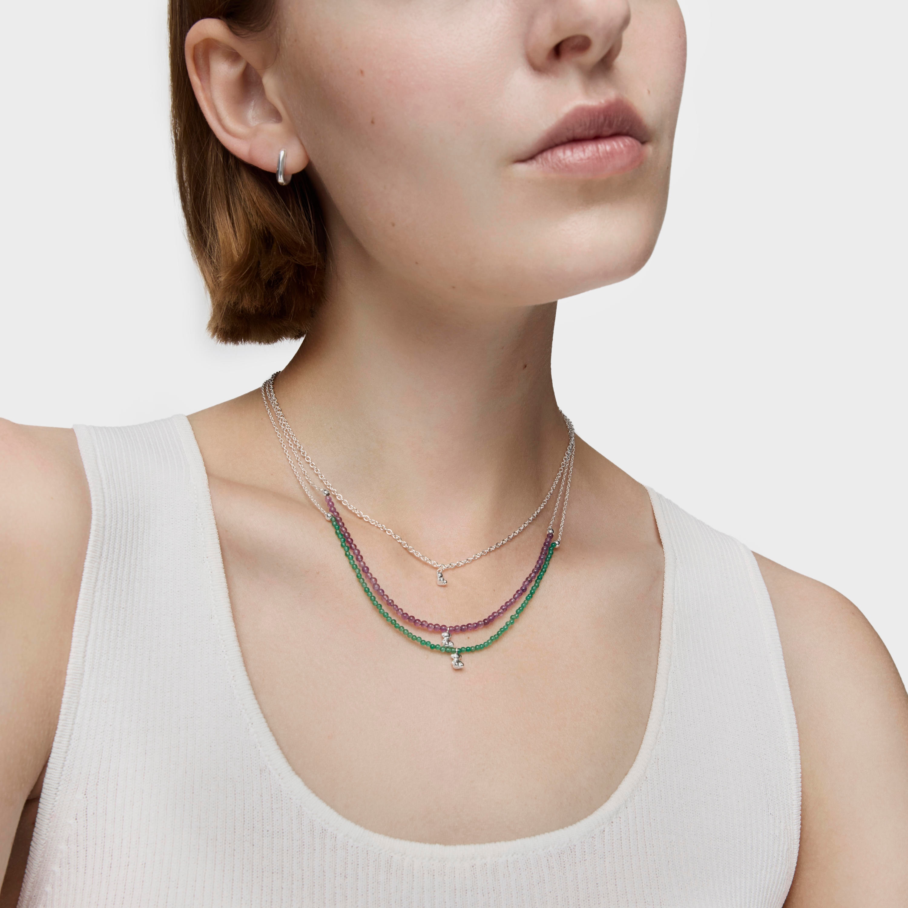 Silver and treated green chalcedony Necklace Bold Bear