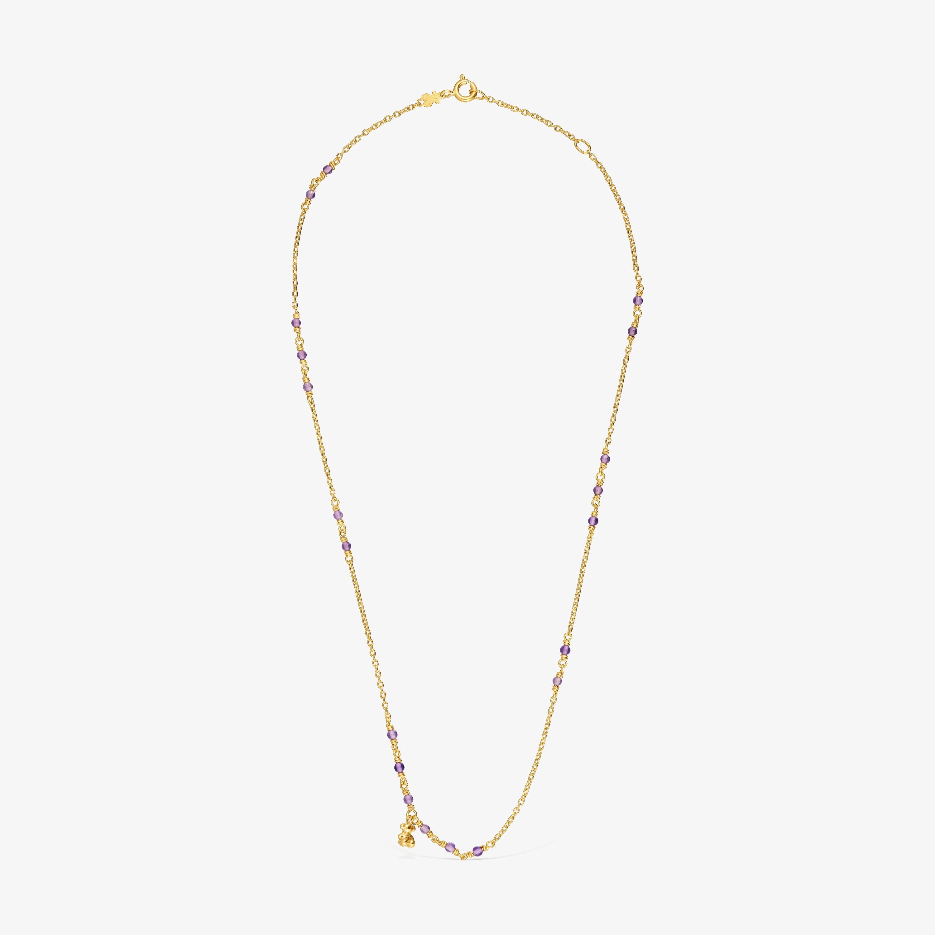Silver vermeil and amethyst Necklace Bold Bear