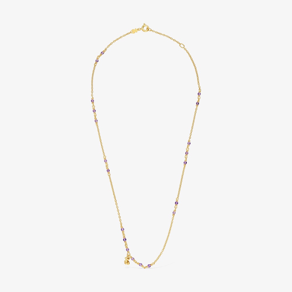 Silver vermeil and amethyst Necklace Bold Bear