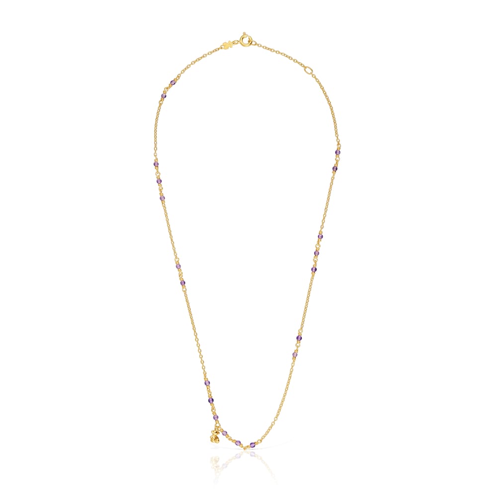 Silver vermeil and amethyst Necklace Bold Bear image number 1
