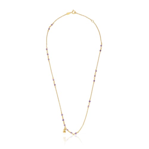 Silver vermeil and amethyst Necklace Bold Bear